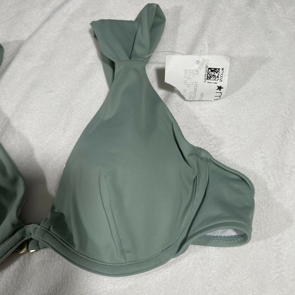NEW $110 WeWoreWhat [SZ Large ] Allie Wide Strap Underwire Bikini Top‎ Green - Picture 8 of 12